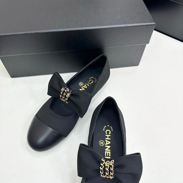 CC 25SS Chain Bow Mary Jane Black Cowhide and Fabric 490143