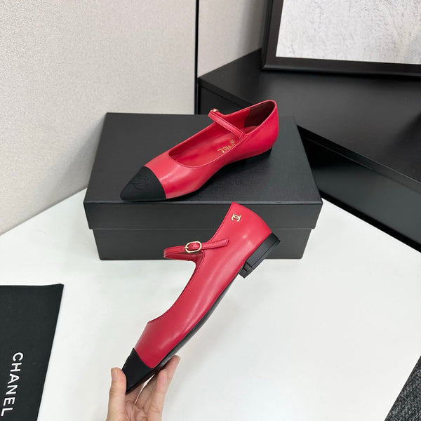 CC 25SS Pointed-Toe Mary Janes Red Cowhide 490140