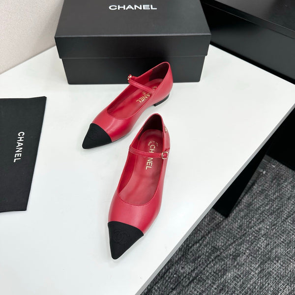 CC 25SS Pointed-Toe Mary Janes Red Cowhide 490140