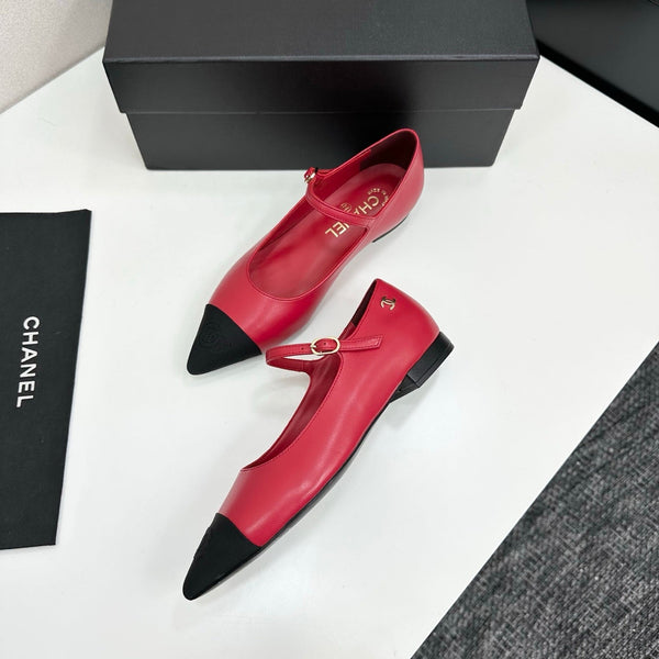 CC 25SS Pointed-Toe Mary Janes Red Cowhide 490140