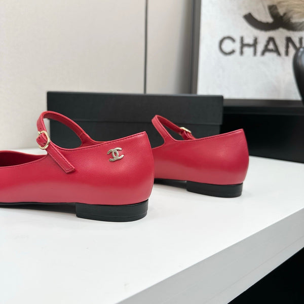CC 25SS Pointed-Toe Mary Janes Red Cowhide 490140