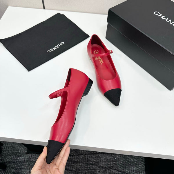 CC 25SS Pointed-Toe Mary Janes Red Cowhide 490140