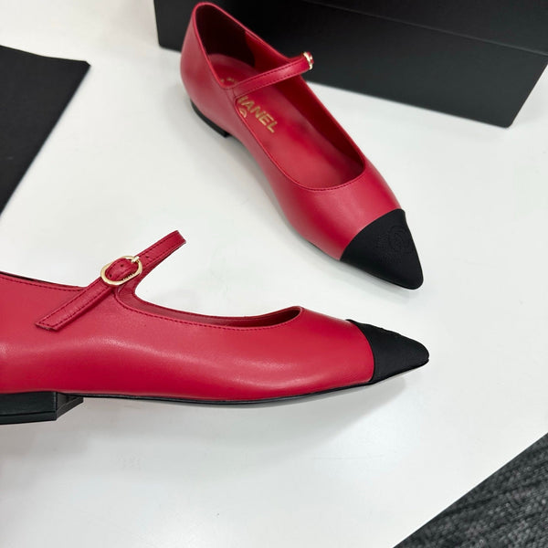 CC 25SS Pointed-Toe Mary Janes Red Cowhide 490140