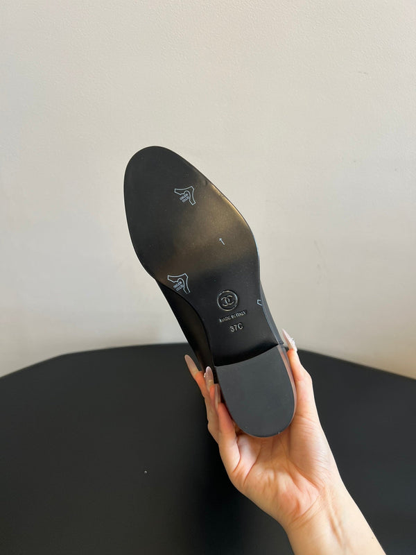 CC 25FW Suede Colorblock Slip-On Cavalier Mid-Large Boots Black Calfskin 489935