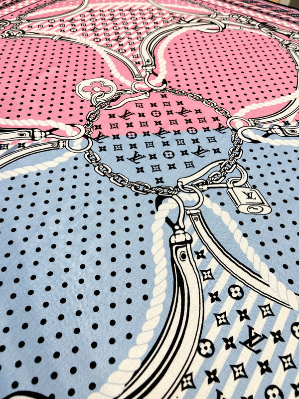 LV OCEAN BANDANA 140 Double-Sided Silk and Wool Scarf 839795