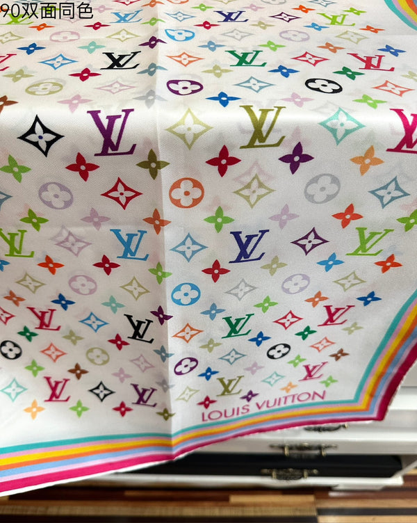 LV Double-Sided Square Scarf 90cm Colorful Silk 839695