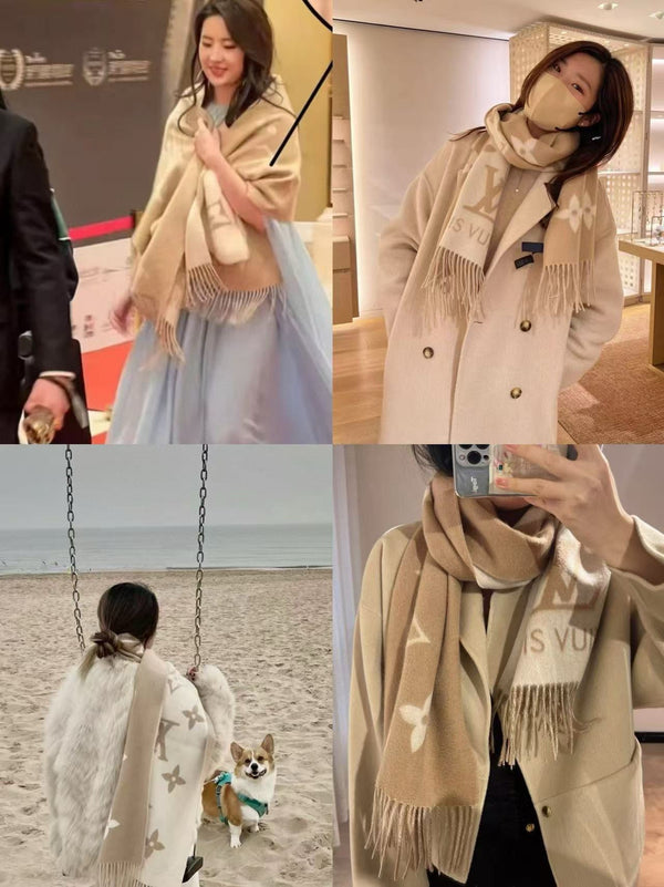 LV Reykjavik Scarf 170cm Beige Clair Cashmere 839546