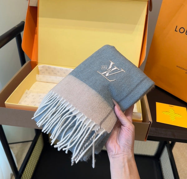 LV Scarf 180cm Blue Cashmere 839519