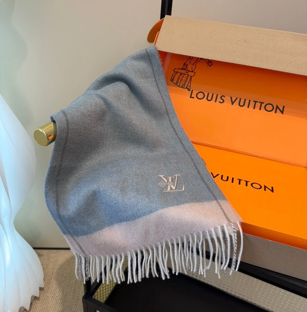 LV Scarf 180cm Blue Cashmere 839519