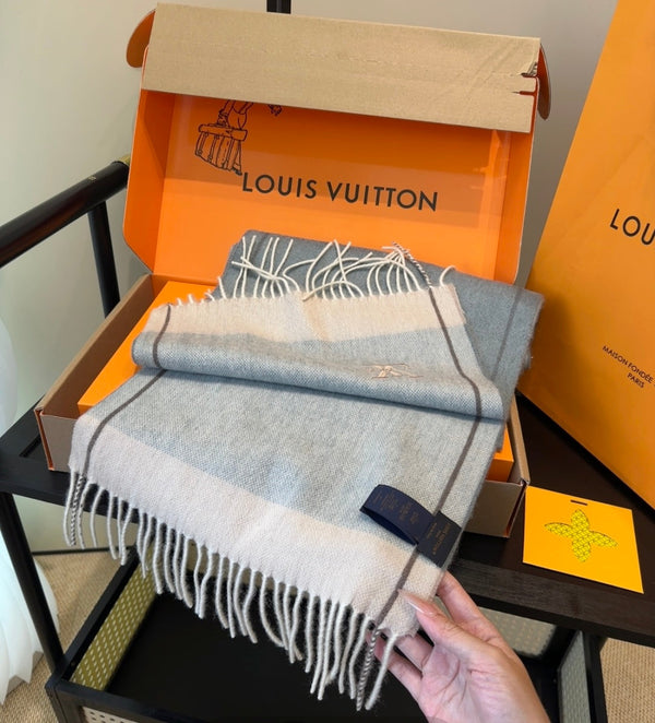 LV Scarf 180cm Blue Cashmere 839519