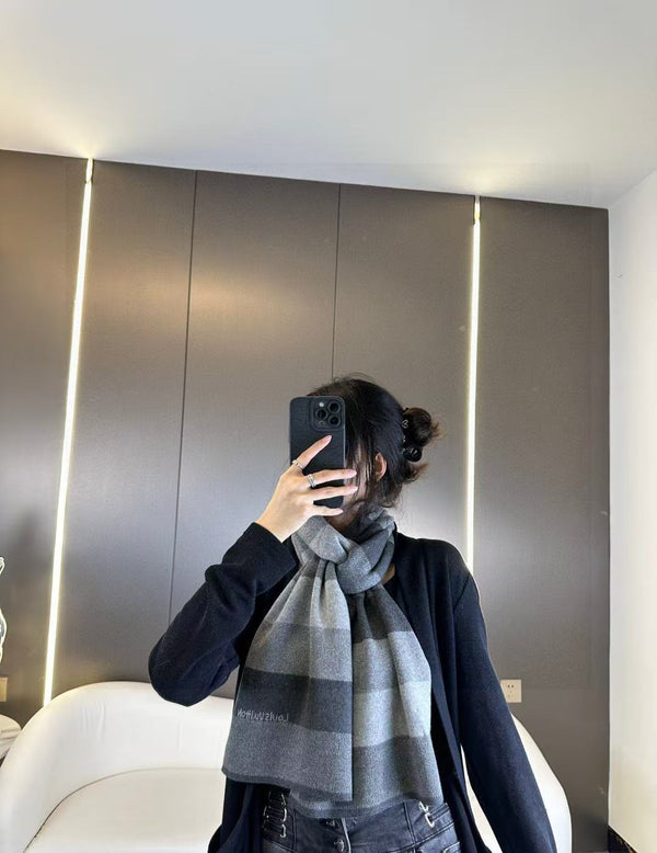 LV 180cm Knitted Cashmere Classic Striped Weave Scarf 839490