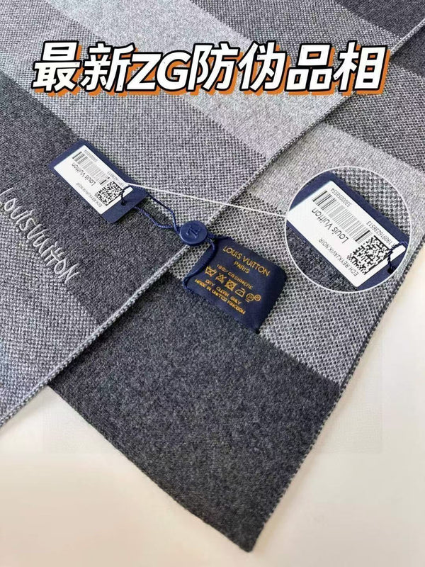 LV 180cm Knitted Cashmere Classic Striped Weave Scarf 839490