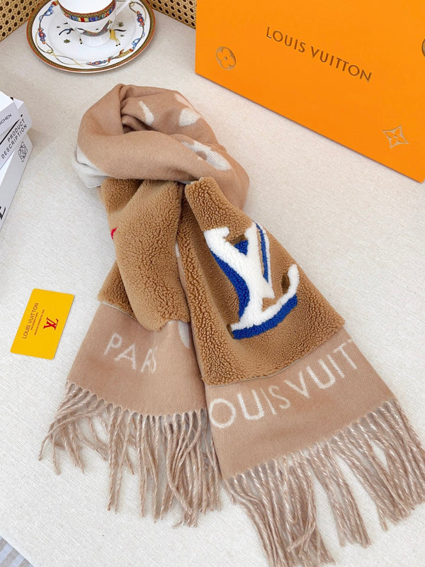 LV Brown and White Cashmere with Wool Pockets 839468