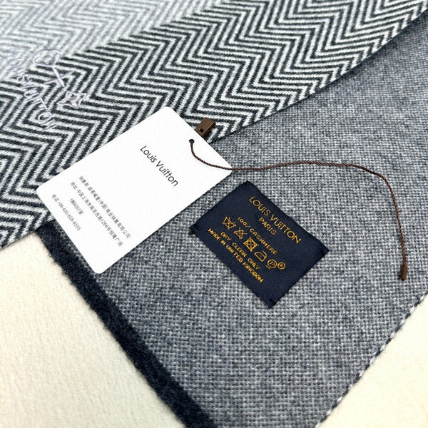 LV Scarf 180cm Gray Knitted Cashmere 838208
