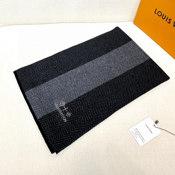 LV Scarf 180cm Black Knitted Cashmere 838207