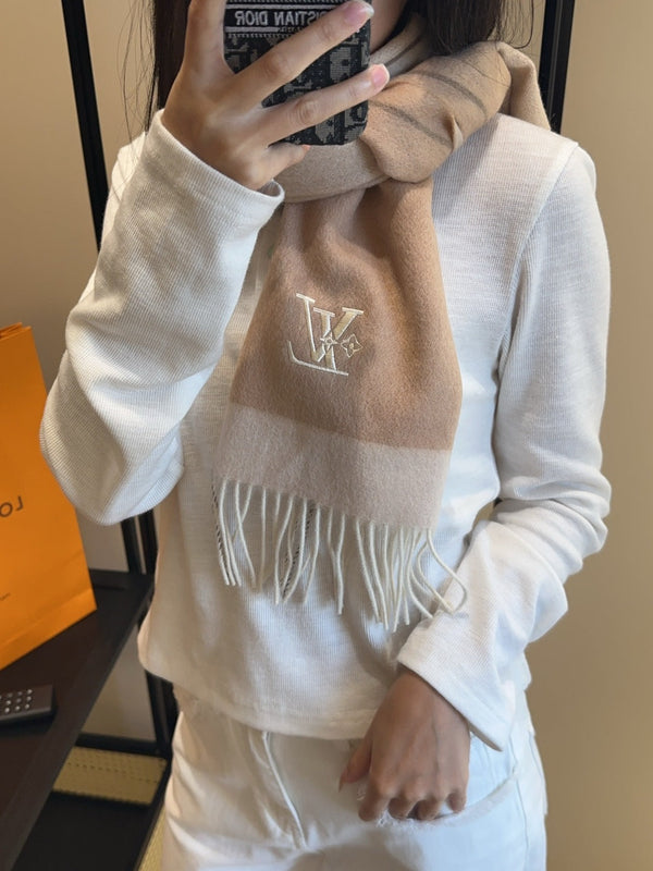 LV Scarf 180cm Brown Cashmere 839517