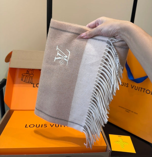 LV Scarf 180cm Brown Cashmere 839517