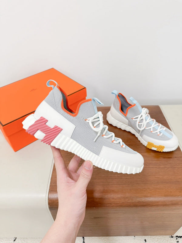 HM 25VS Lift Slip-On Sneakers Gray Cowhide Down Fabric 492929