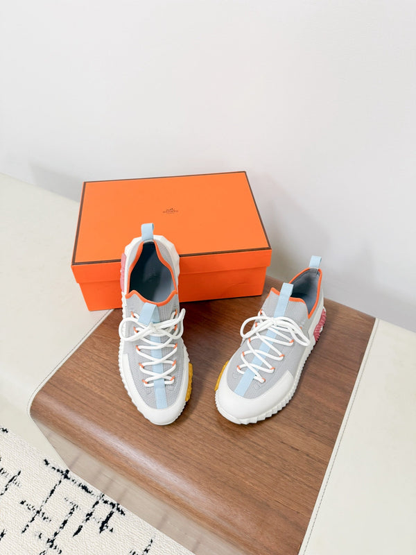 HM 25VS Lift Slip-On Sneakers Gray Cowhide Down Fabric 492929