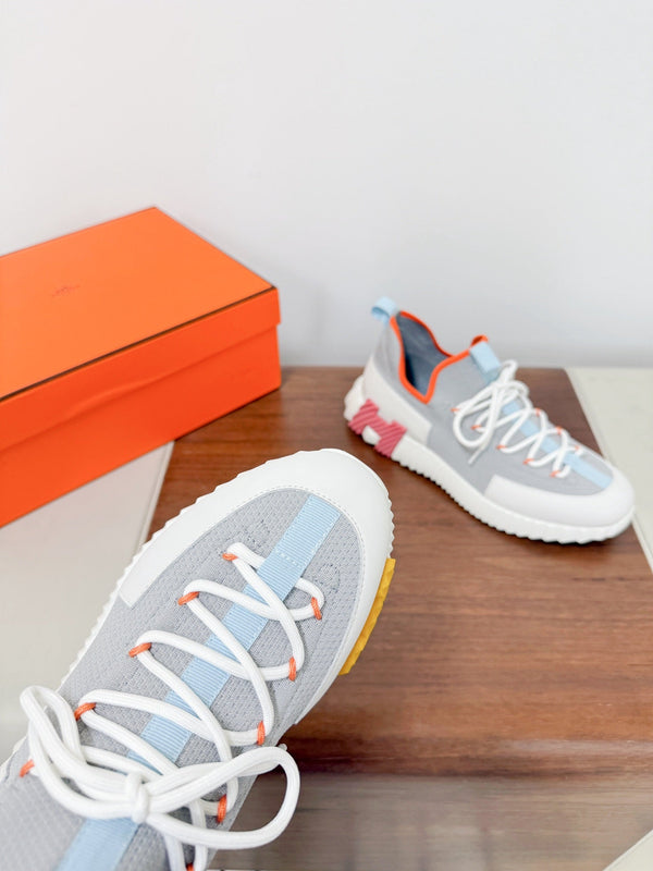 HM 25VS Lift Slip-On Sneakers Gray Cowhide Down Fabric 492929