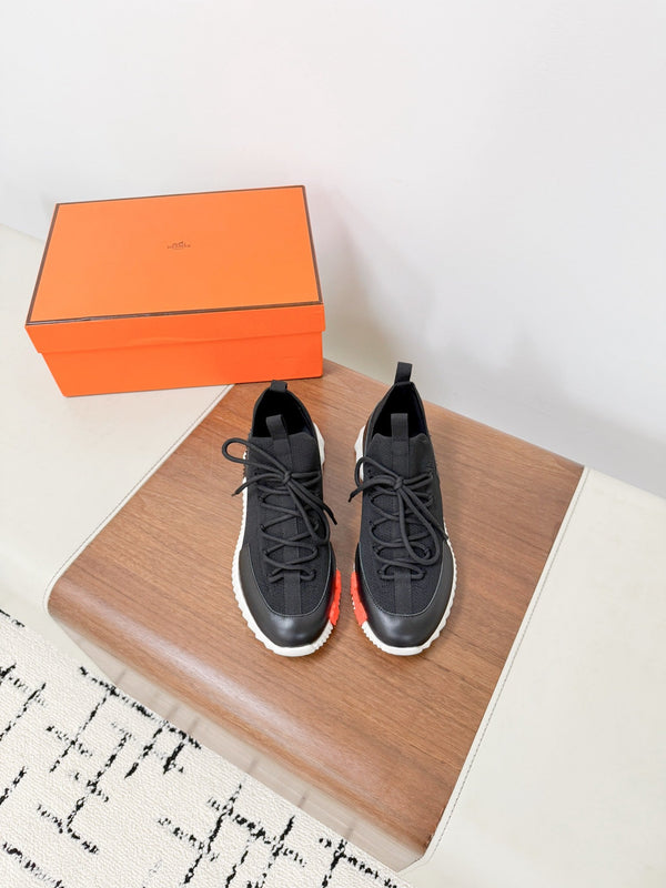 HM 25VS Lift Slip-On Sneakers Black Cowhide Down Fabric 492930