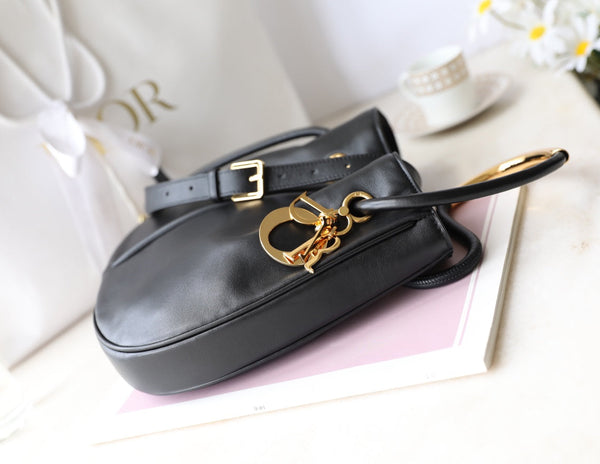 CD MEDIUM 28 BUCKET BAG IN BLACK LAMBSKIN