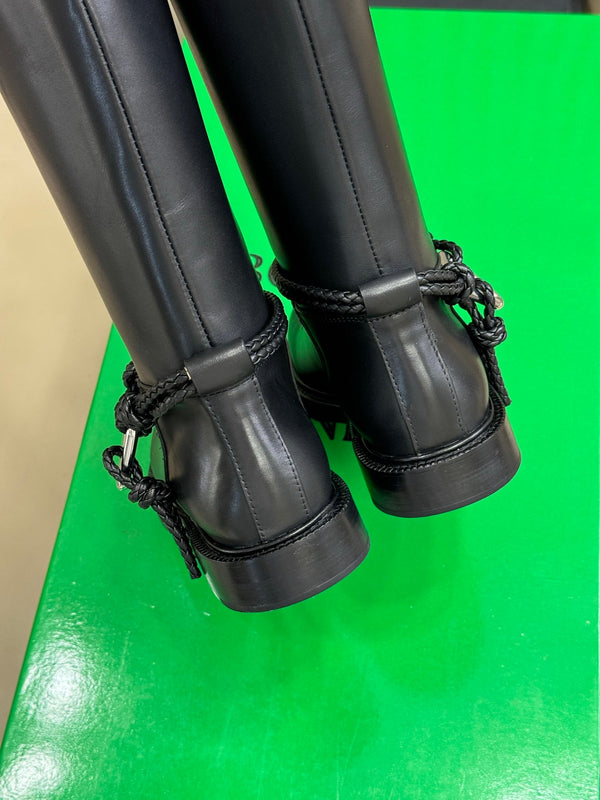 BV 25FW James Boots With Coaxial Detailing And Signature Metal Triangle in Black Calfskin