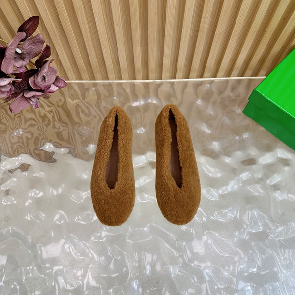 BV 25SS Shearling Ballerina in Brown Wool Sheepskin