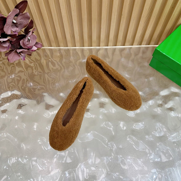 BV 25SS Shearling Ballerina in Brown Wool Sheepskin