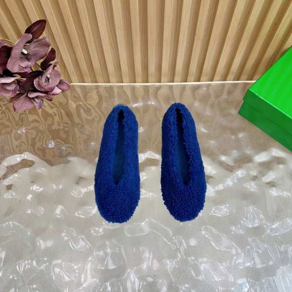 BV 25SS Shearling Ballerina in Blue Wool Sheepskin