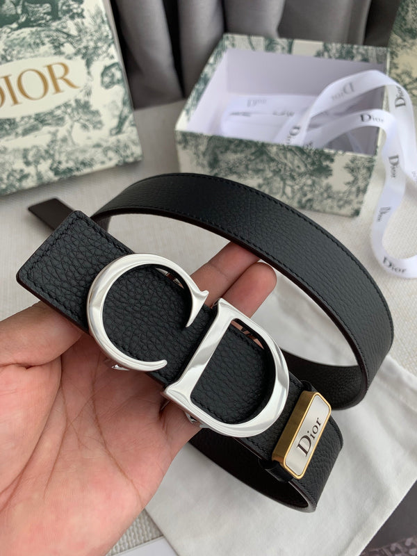 CD Reversible Belt 35mm Black Brown Leather Buckle