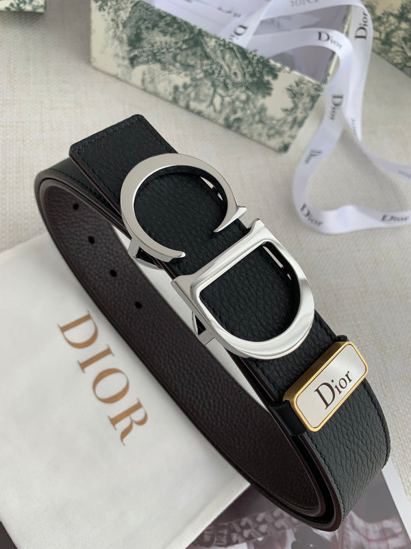 CD Reversible Belt 35mm Black Brown Leather Buckle