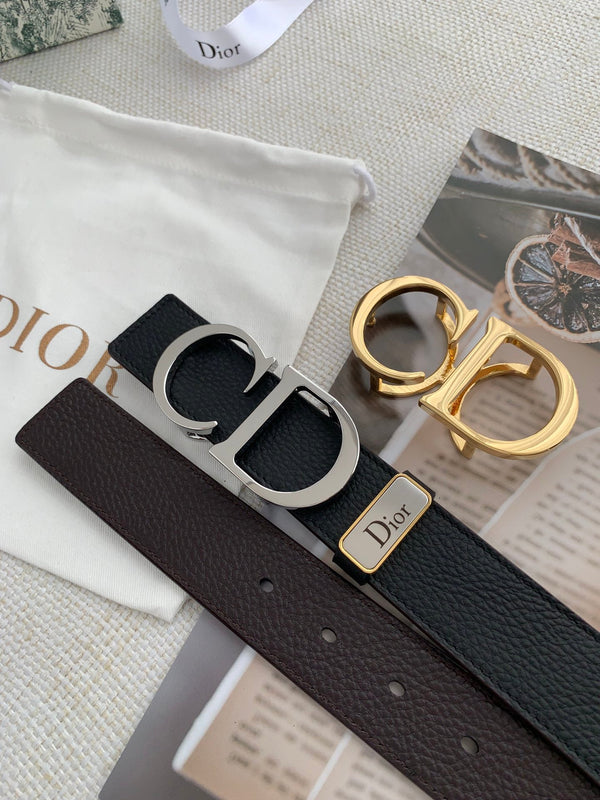 CD Reversible Belt 35mm Black Brown Leather Buckle