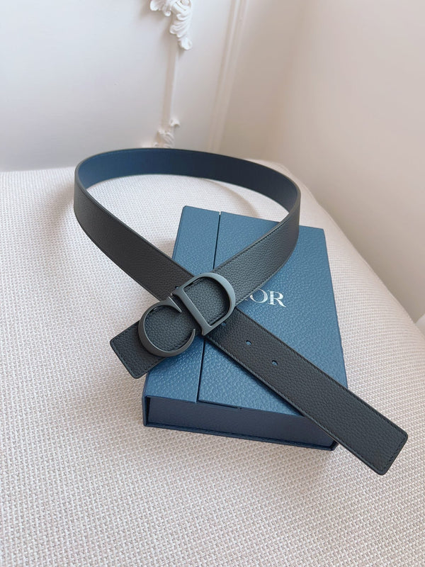CD Belt 35mm Black Blue Leather Black Buckle