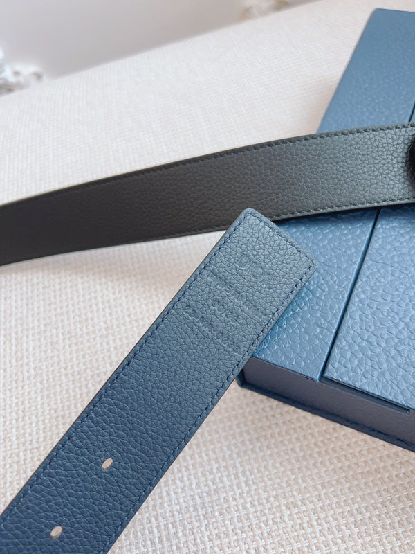 CD Belt 35mm Black Blue Leather Black Buckle