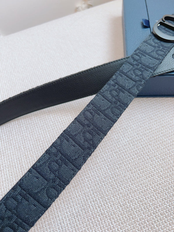 CD Belt 35mm Black Canvas Calfskin Black Buckle