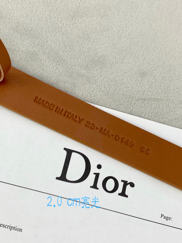 CD Saddle Belt 20mm Brown Calfskin Metal Buckle