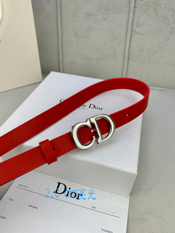 CD Saddle Belt 20mm Red Calfskin Metal Buckle