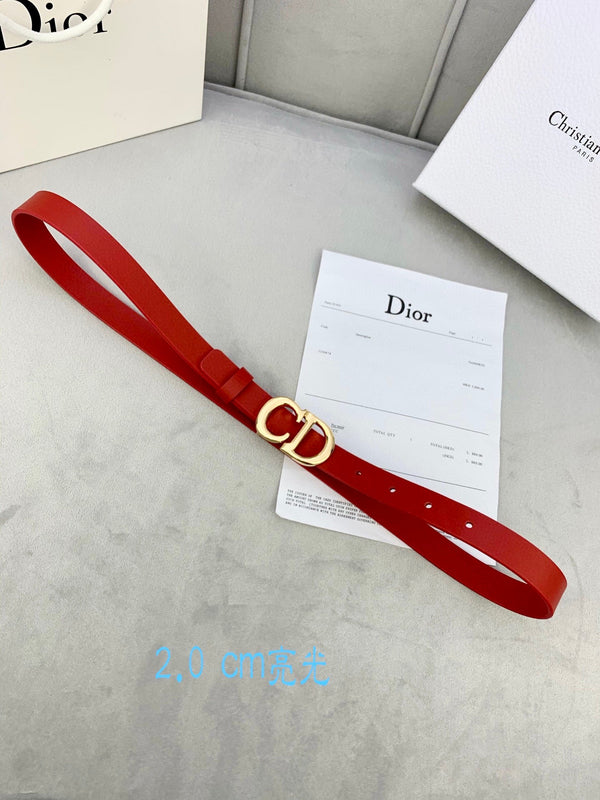 CD Saddle Belt 20mm Red Calfskin Metal Buckle