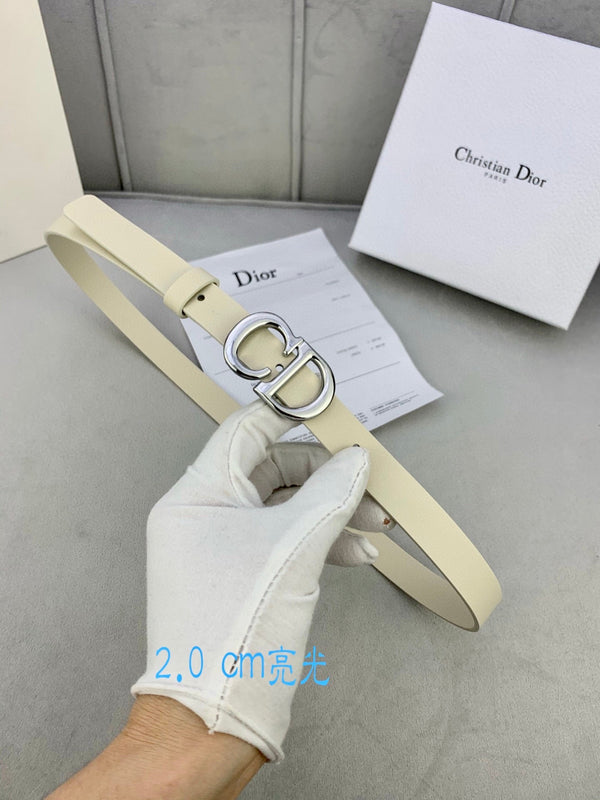 CD Saddle Belt 20mm Cream Calfskin Metal Buckle
