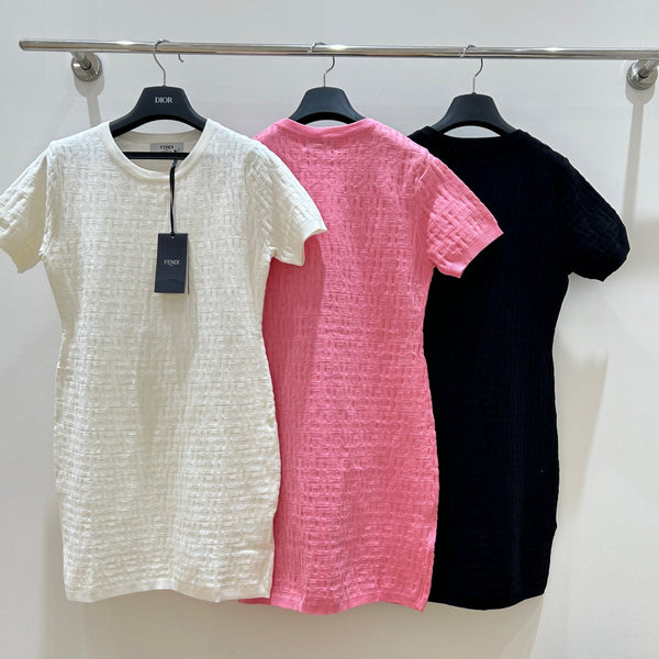 Fendi Letter Jacquard Viscose Short-Sleeves Dress