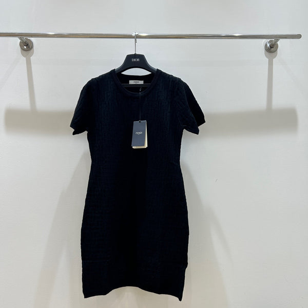Fendi Letter Jacquard Viscose Short-Sleeves Dress