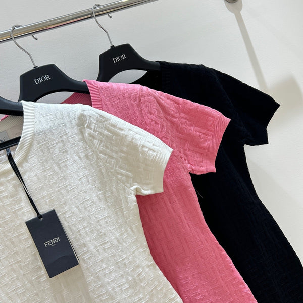 Fendi Letter Jacquard Viscose Short-Sleeves Dress