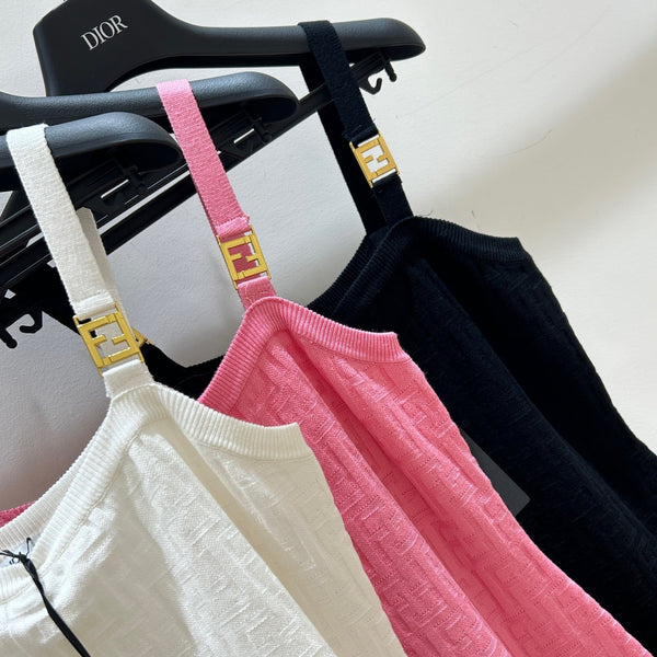 Fendi Letter Jacquard Viscose Sleeveless Dress