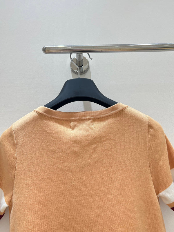 Fendi 25 Round Neck Knit Short-Sleeved Shirt Brown Tencel