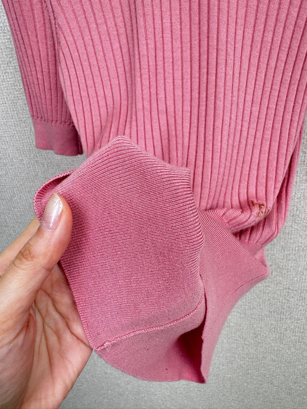 Fendi 25F Knitted Short Sleeves Shirt Pink Wool