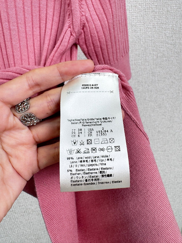 Fendi 25F Knitted Short Sleeves Shirt Pink Wool