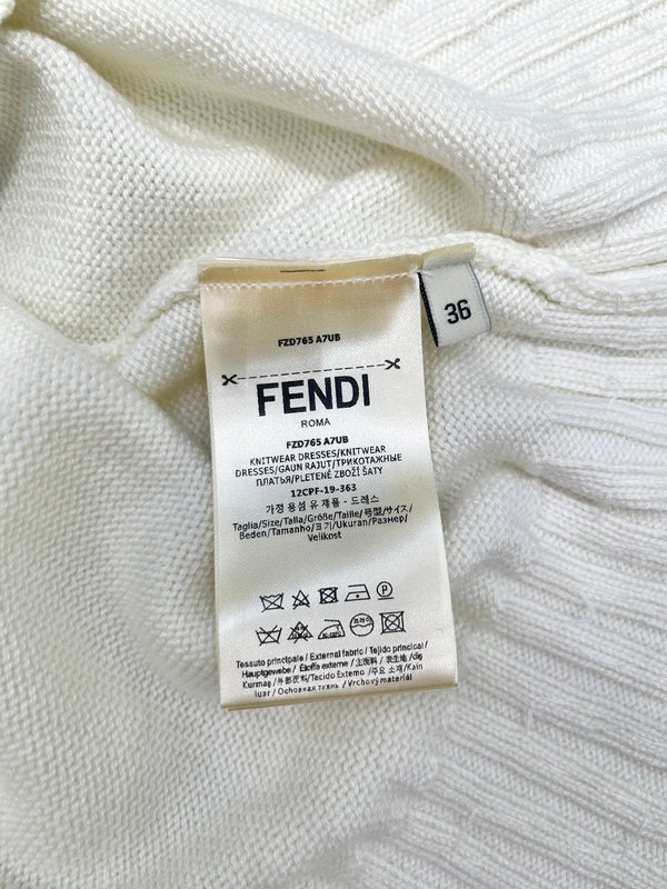 Fendi 25 Lazy-Style Crewneck Sweater White Cotton