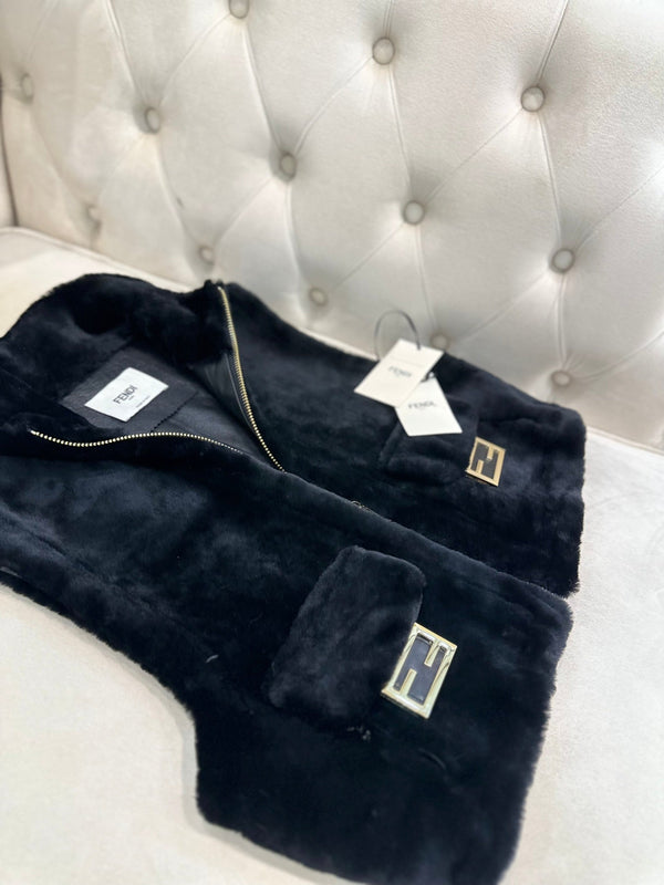 Fendi 25AW Merino Shearling Black Vest