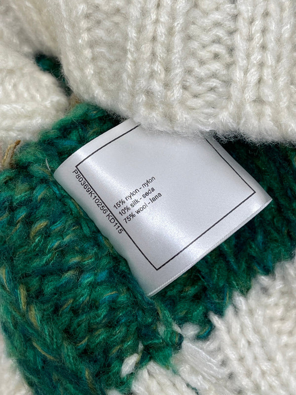 CC 25 Striped Long-Sleeved Pullover Sweater Green Wool